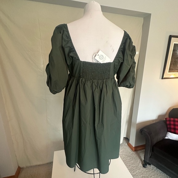 Sage Forest Green Mini Dress NWT Hyacinth House babydoll large sweetheart puff - Picture 10 of 16
